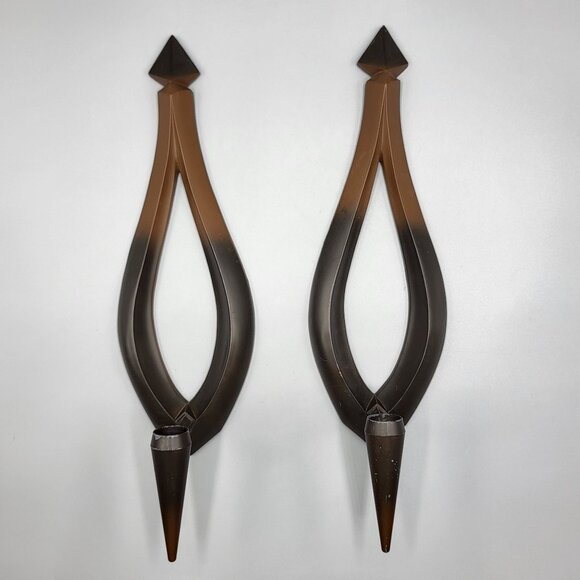 Vintage Dart Industries Retro Wall Sconces Candle Holders Set MCM Two Tone USA - Picture 1 of 16